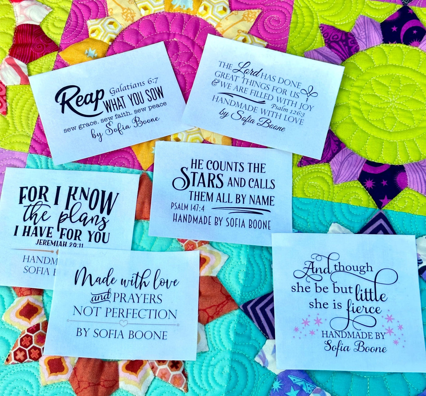 Inspirational Quilt Label Assortment - Personalized Christian Quilt Label Assortment - Jammin Threads