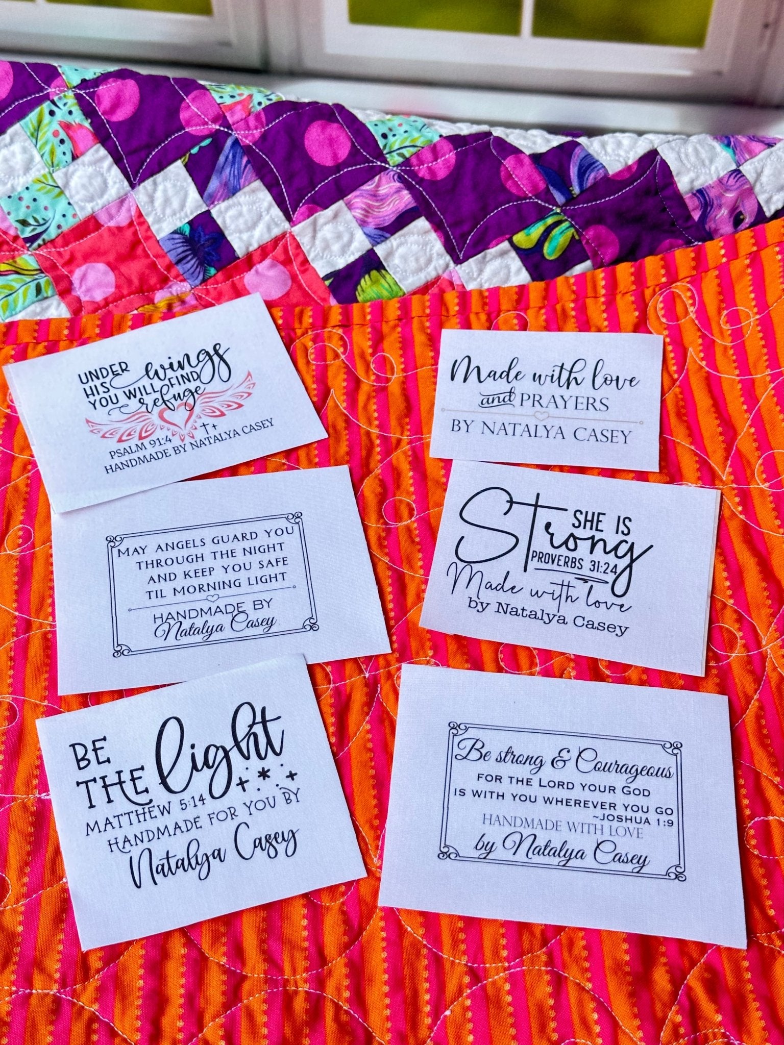 Inspirational Quilt Label Assortment - Personalized Christian Quilt Label Assortment - Jammin Threads