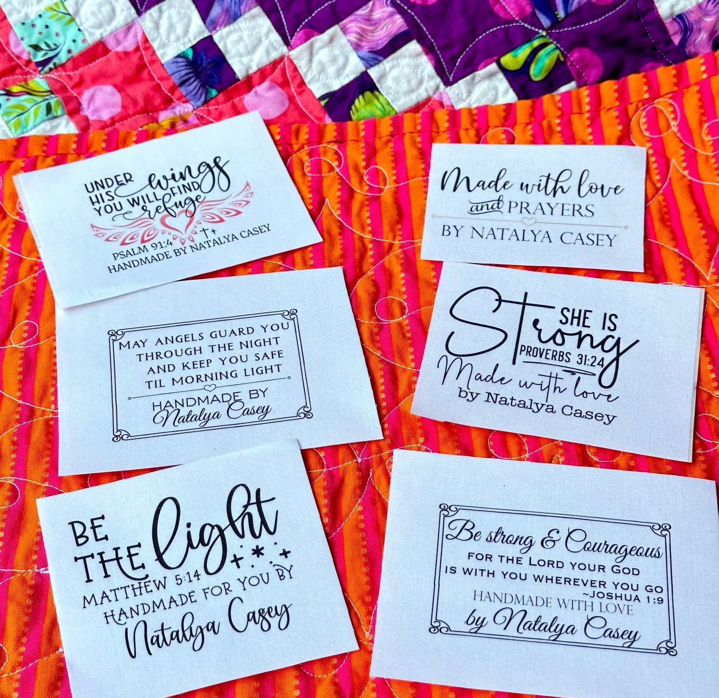 Inspirational Quilt Label Assortment - Personalized Christian Quilt Label Assortment - Jammin Threads