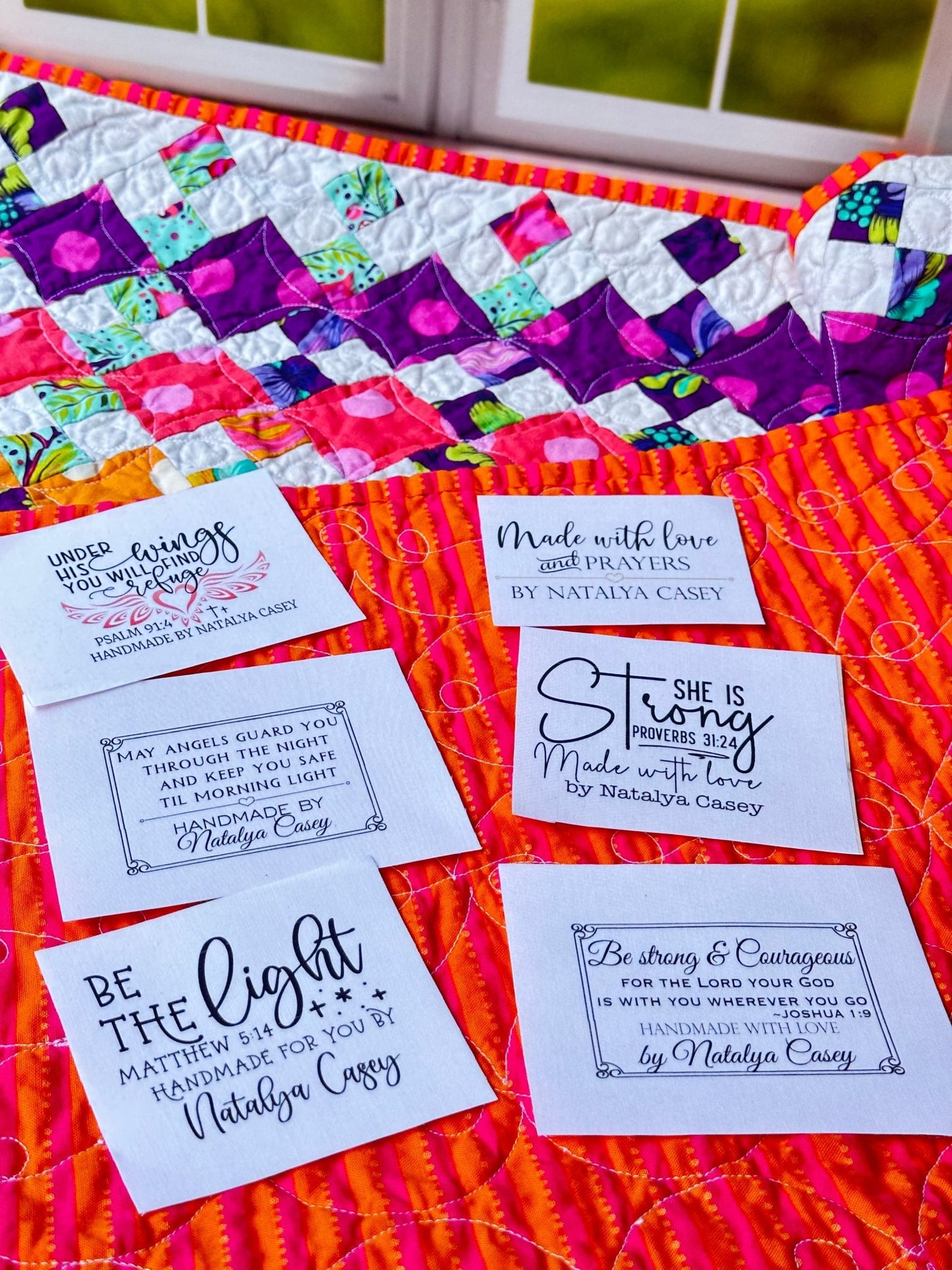 Inspirational Quilt Label Assortment - Personalized Christian Quilt Label Assortment - Jammin Threads