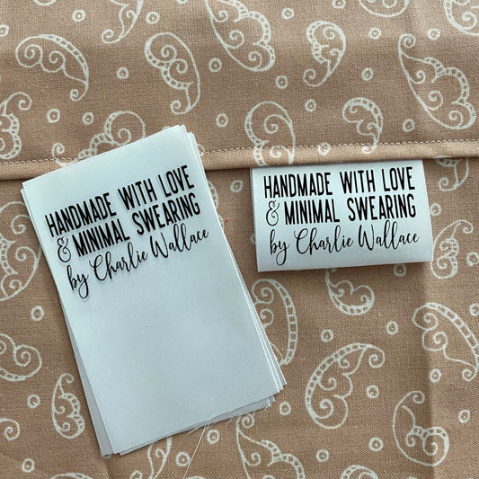 Love and Minimal Swearing Satin Labels - Jammin Threads