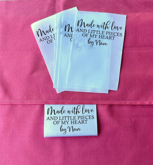 Made with Love and Little Pieces of My Heart - Personalized Satin Tags - Jammin Threads