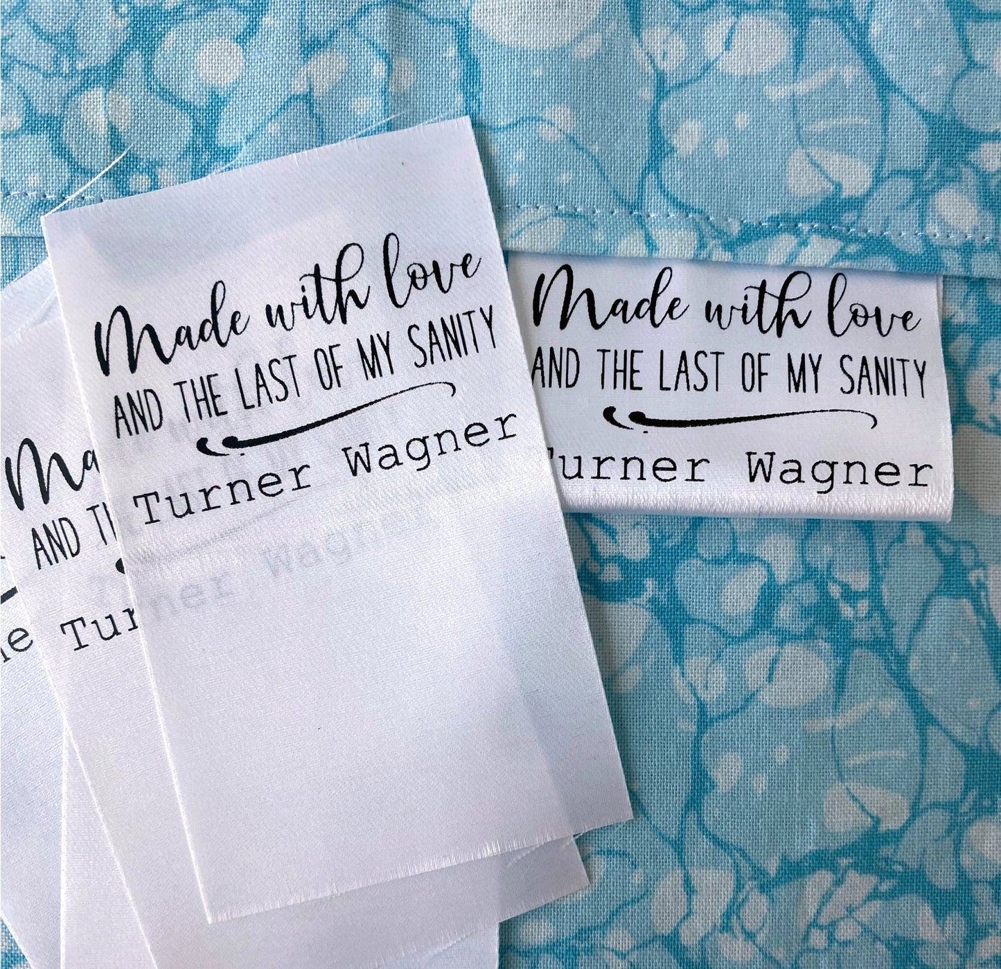 Made with Love and the Last of My Sanity - Funny, Personalized Satin Labels - Jammin Threads