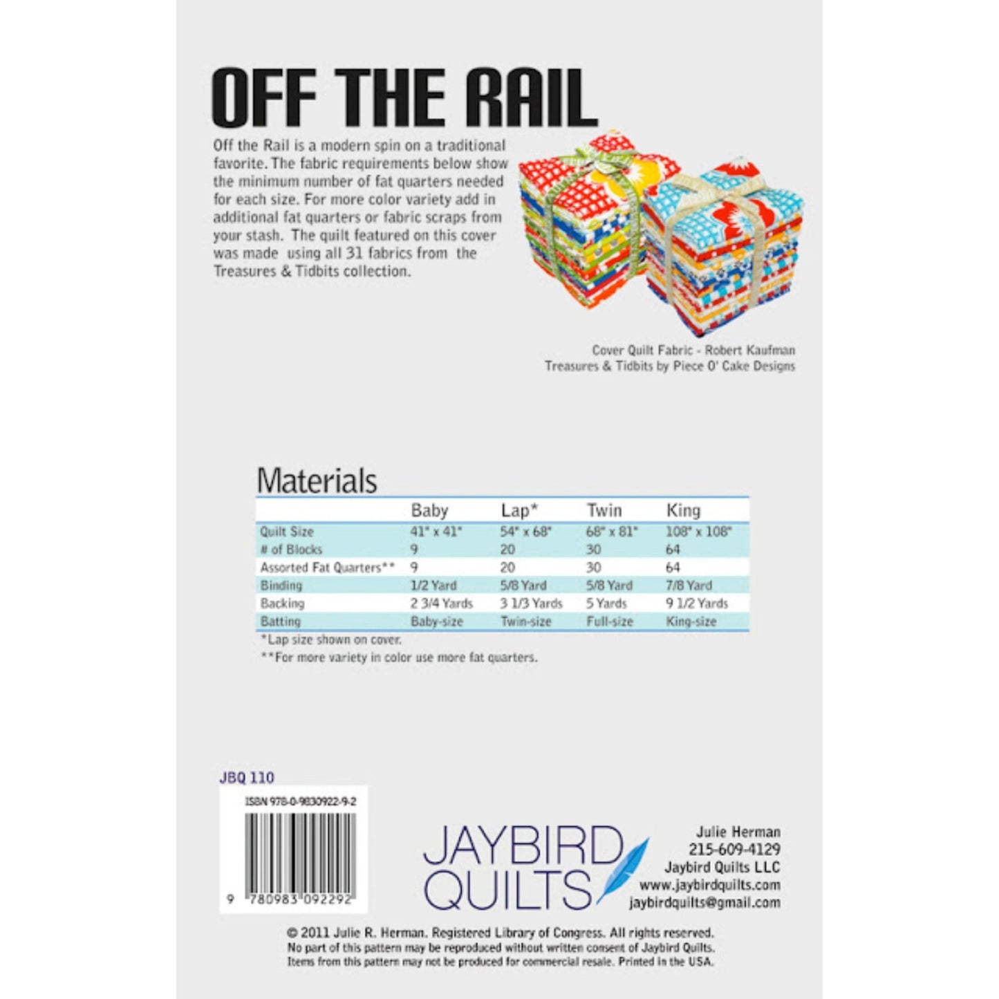 Off the Rail Quilt Pattern by Julie Herman of Jaybird Quilts - Jammin Threads