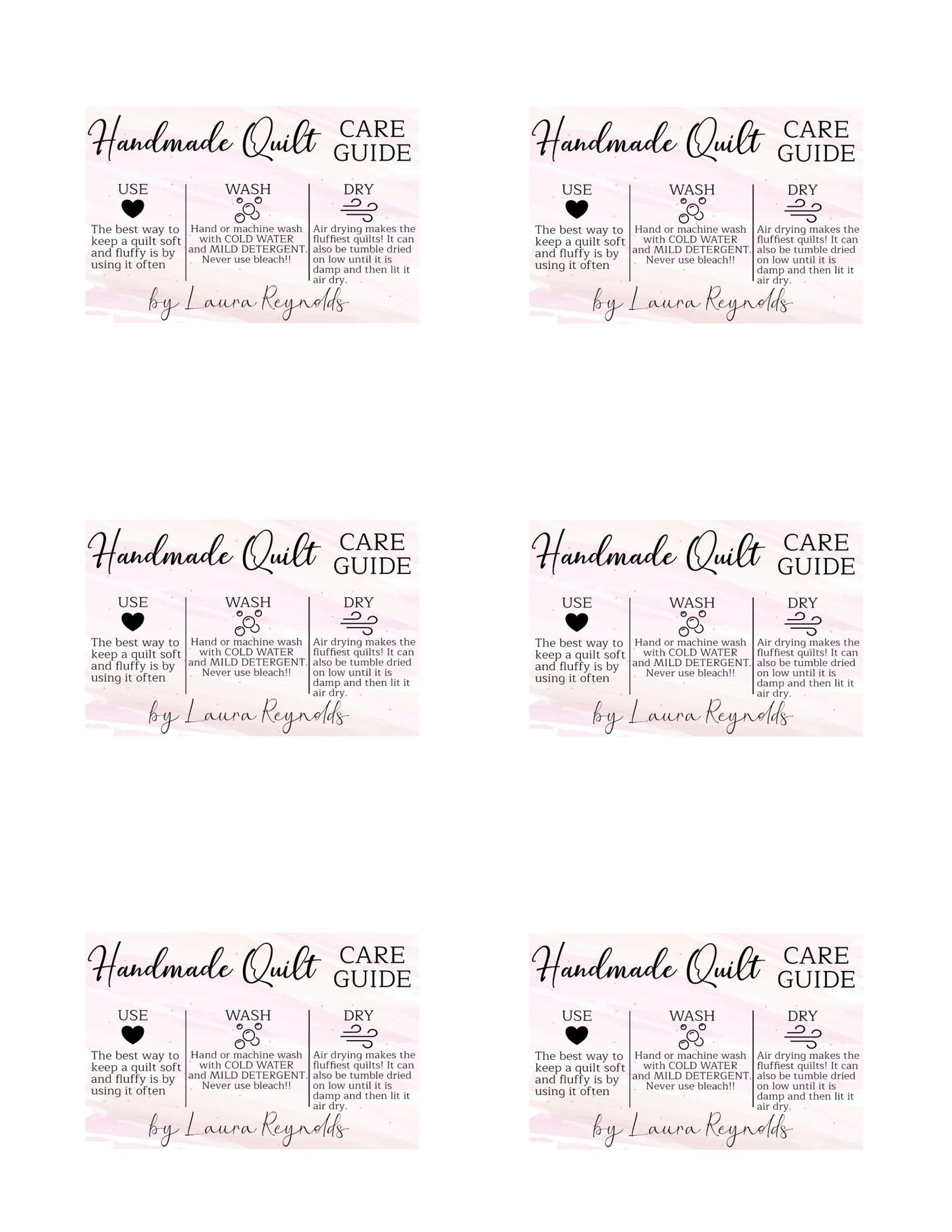 Quilt Care Card - Download & Print - Jammin Threads
