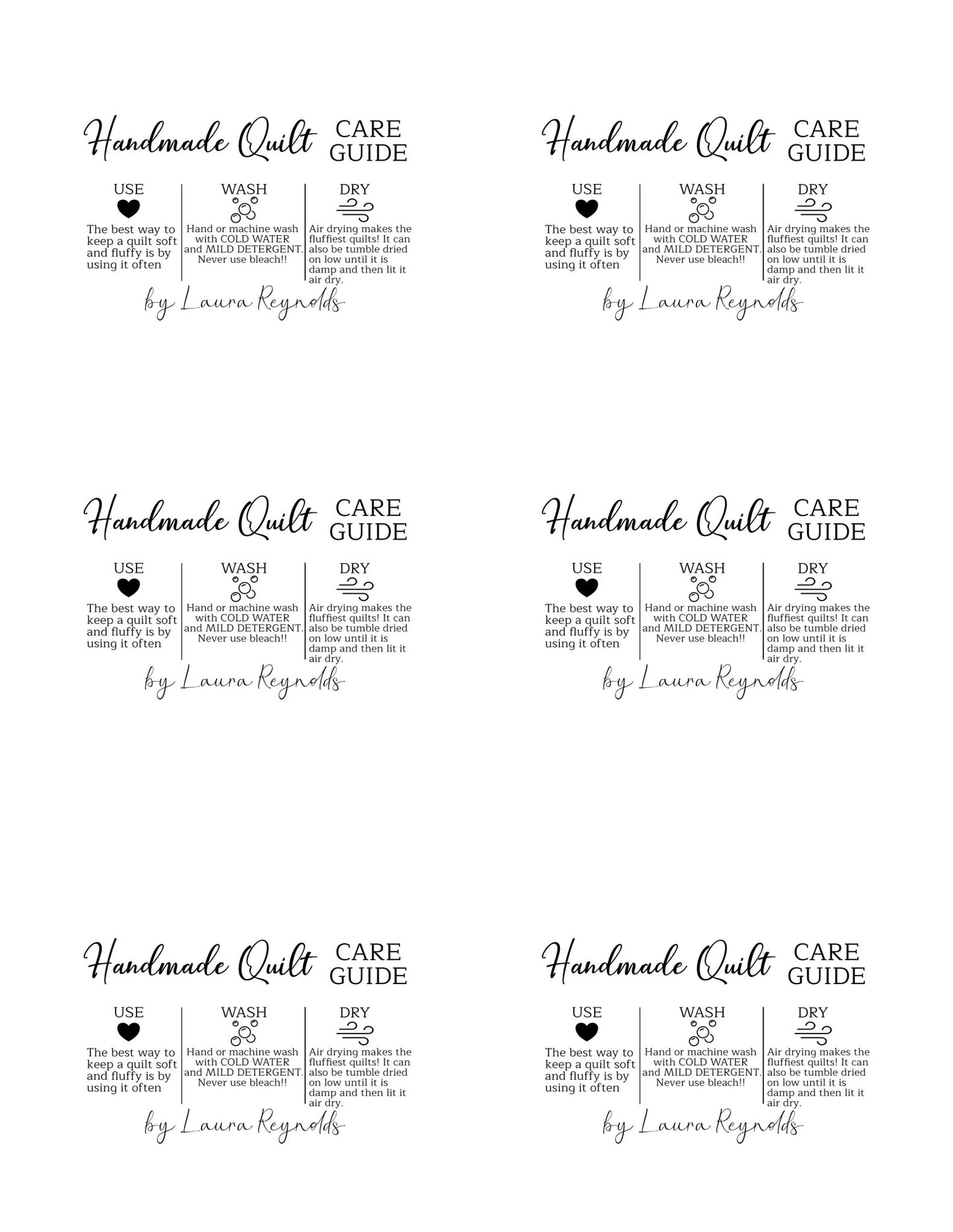 Quilt Care Card - Download & Print - Jammin Threads