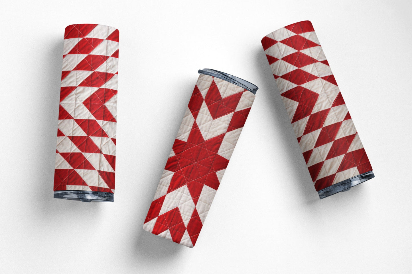Red Star Quilt Pattern 20 oz. Skinny Tumbler - Jammin Threads
