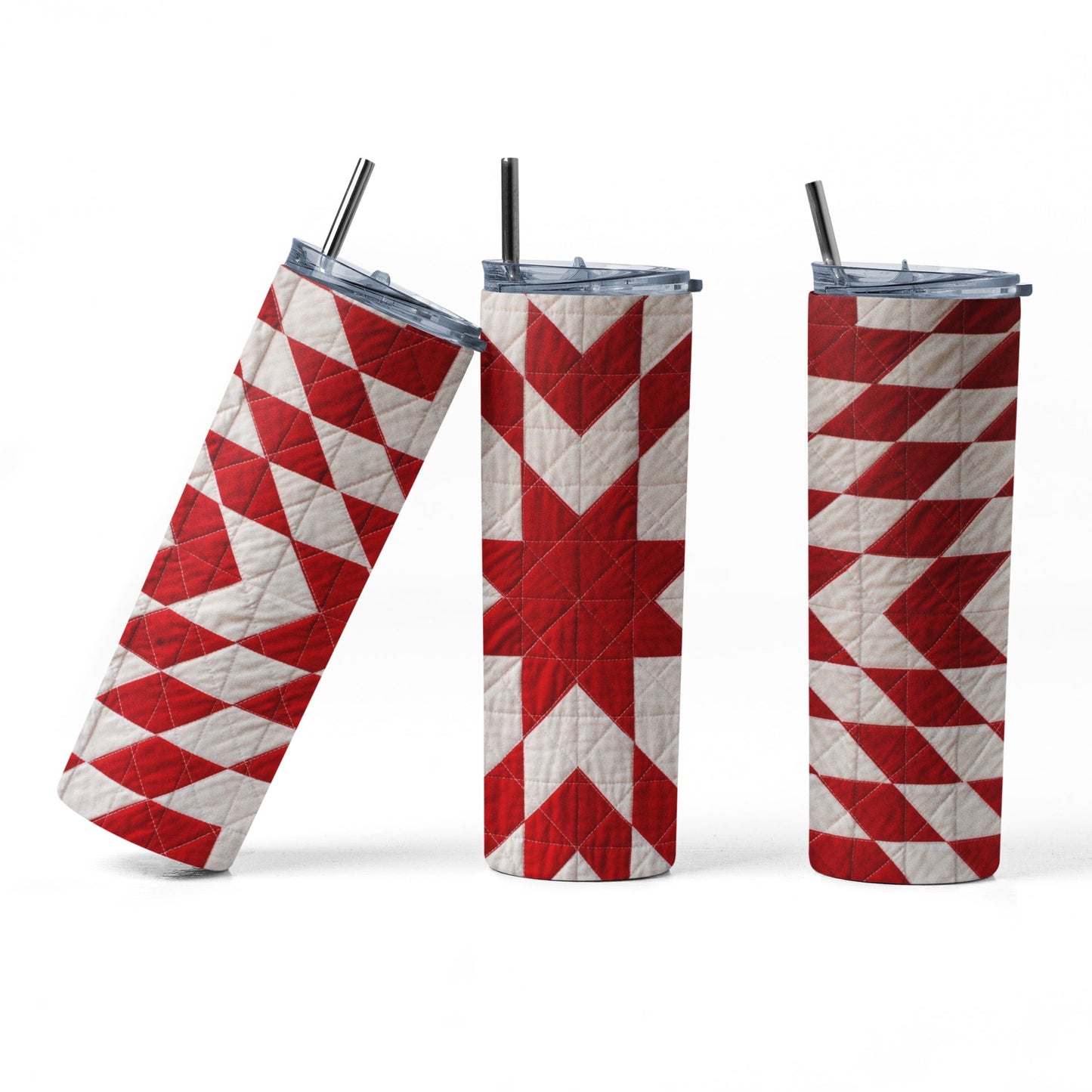 Red Star Quilt Pattern 20 oz. Skinny Tumbler - Jammin Threads