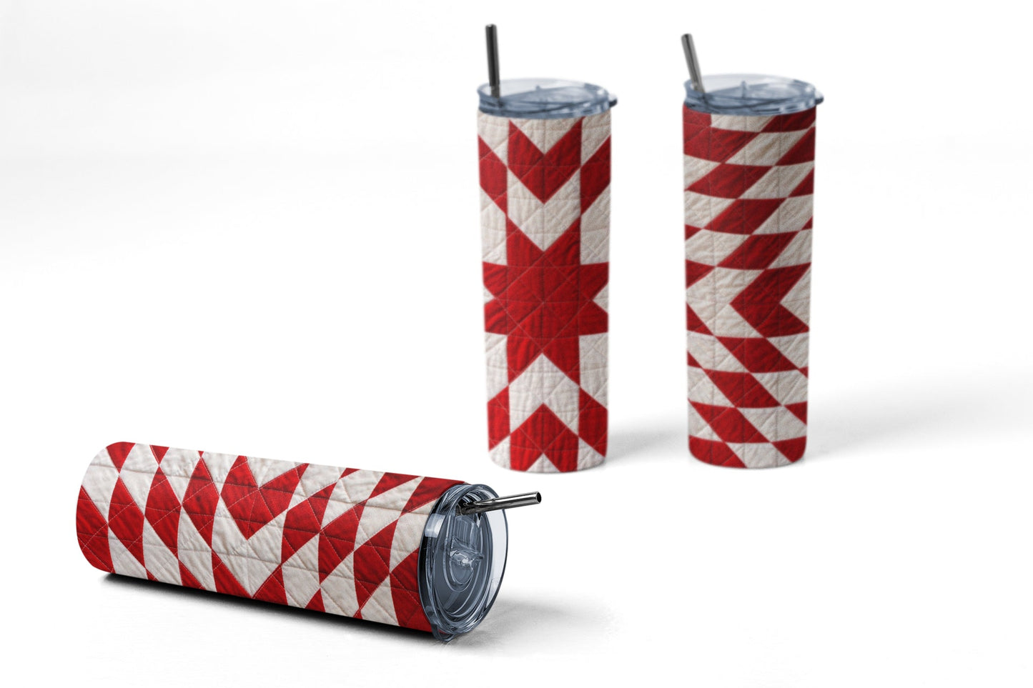 Red Star Quilt Pattern 20 oz. Skinny Tumbler - Jammin Threads