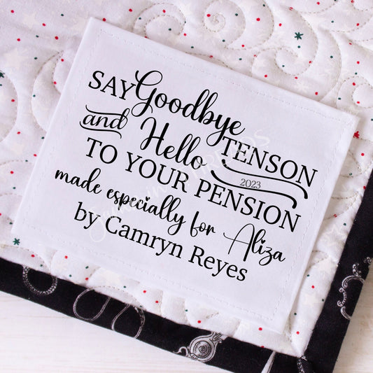 Retirement Quilt Labels - Personalized Retirement Quilt Labels - Jammin Threads