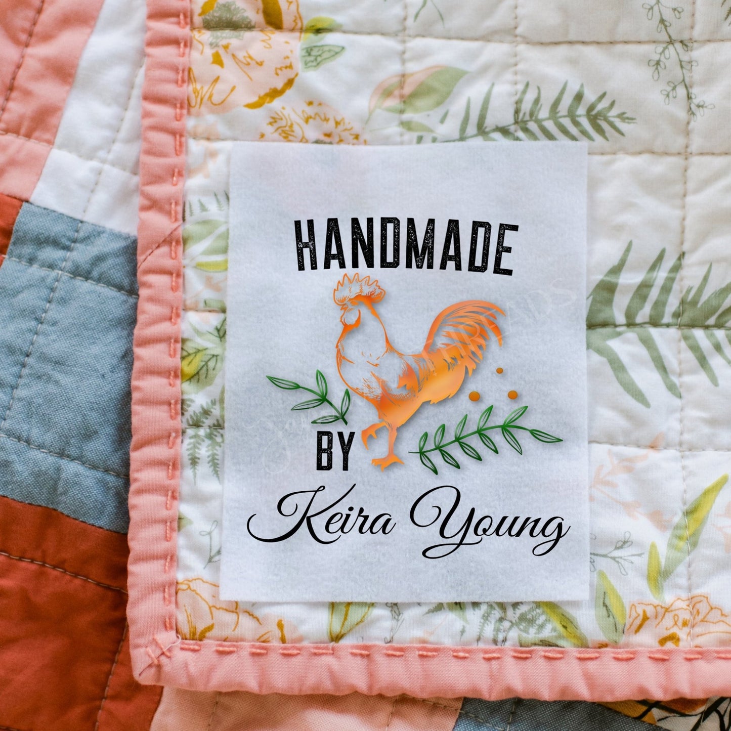 Rooster Quilt Labels - Personalized, Farmhouse Quilt Labels - Jammin Threads