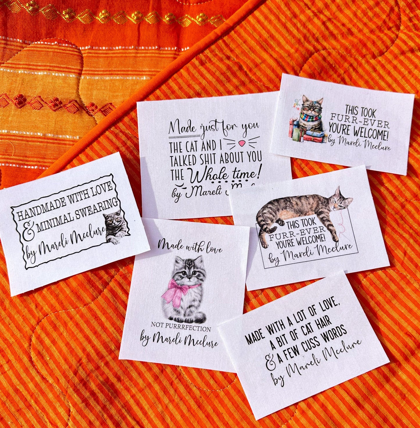 Sarcastic Cat Quilt Label Assortment - Jammin Threads