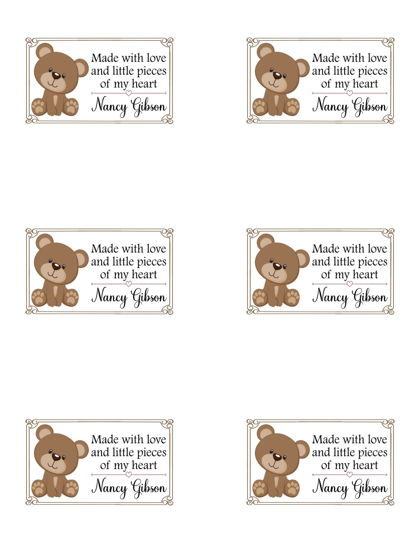 Teddy Bear Quilt Labels - Jammin Threads