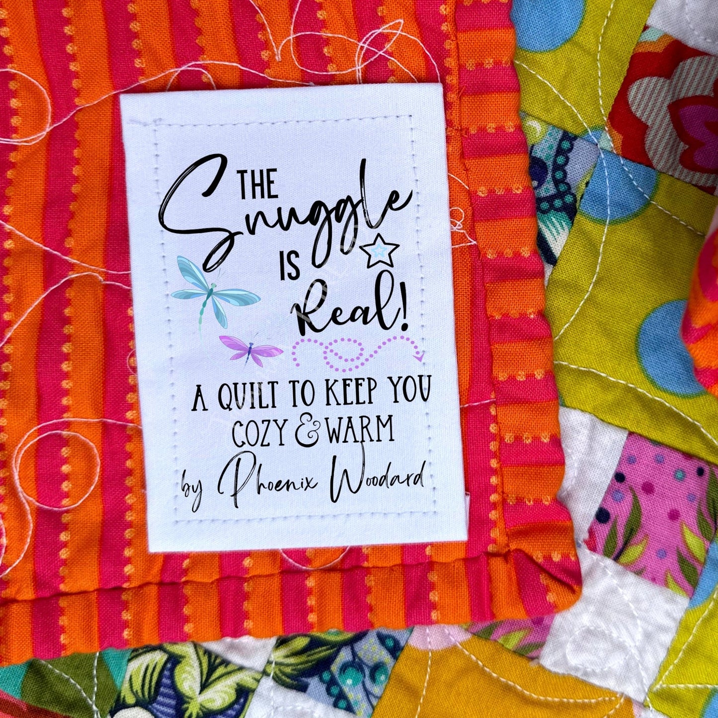 The Snuggle is Real! Personalized dragonfly quilt labels - Jammin Threads