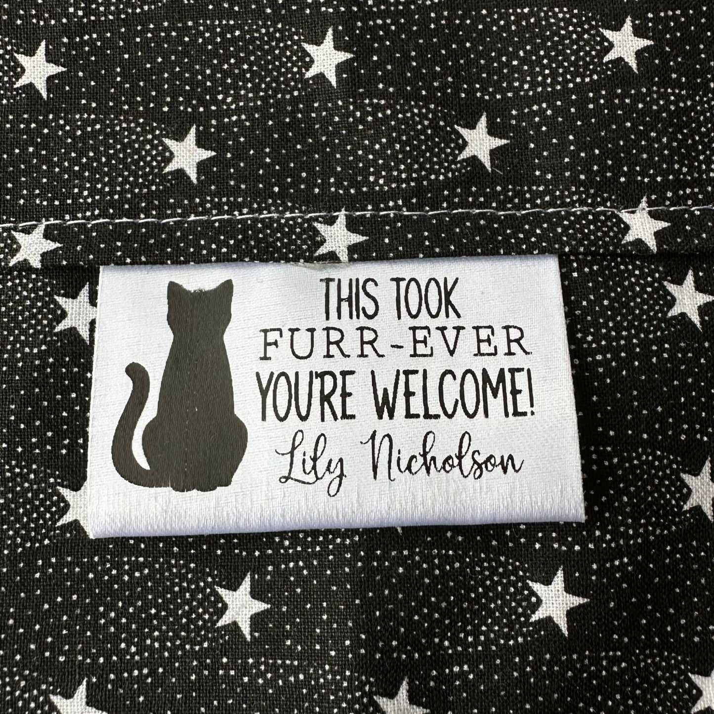This took Furr-Ever. You're Welcome. Funny, Cat Personalized satin tags and labels - Jammin Threads