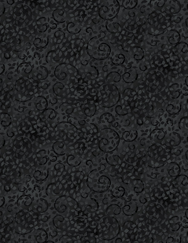 Leafy Scroll Black Quilt Fabric by Wilmington Prints 1402 26035 999