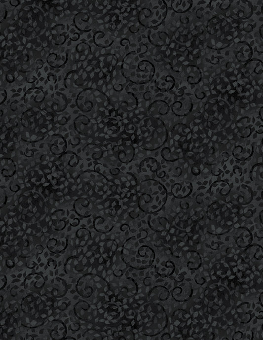 Leafy Scroll Black Quilt Fabric by Wilmington Prints 1402 26035 999