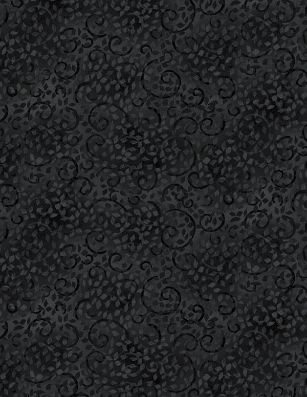 Leafy Scroll Black Quilt Fabric by Wilmington Prints 1402 26035 999