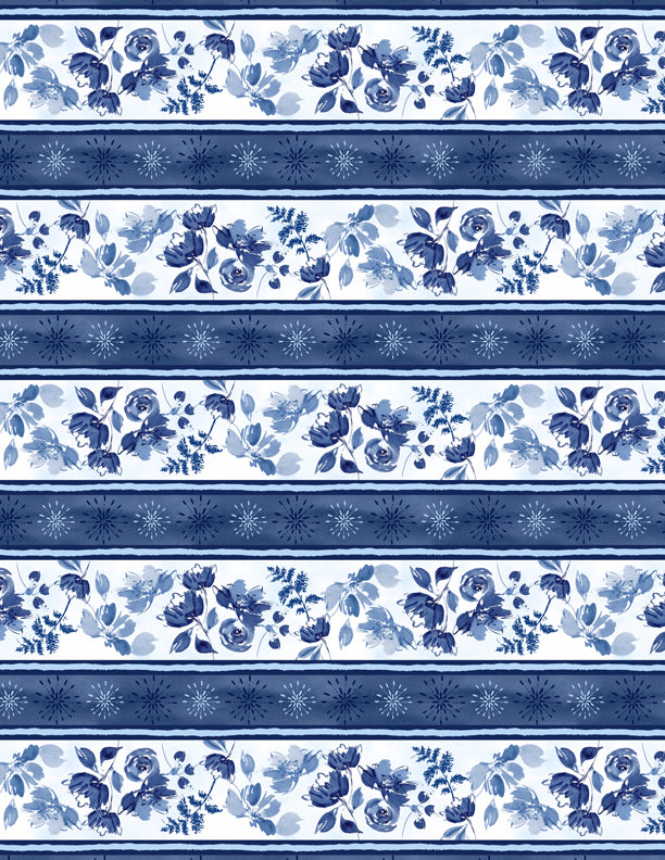 Dreaming in Blue Quilt Fabric -Repeating Stripe Multi. 3060 36270 144