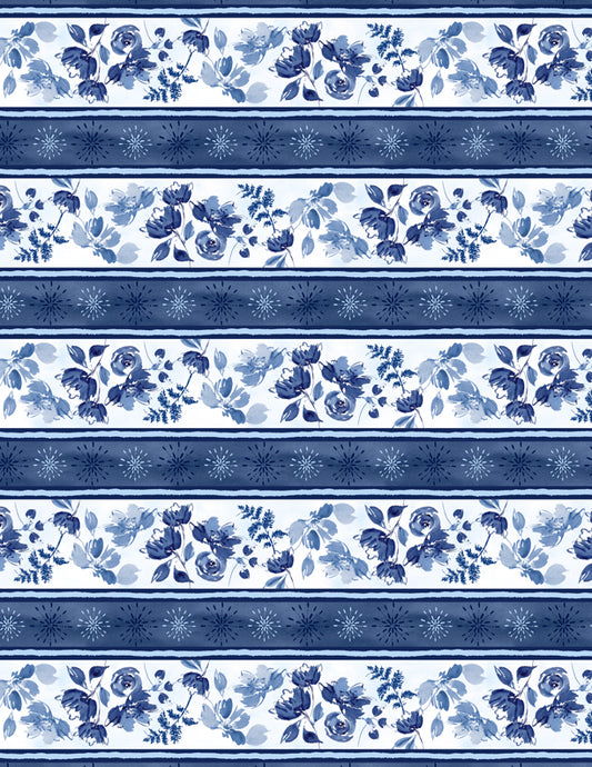 Dreaming in Blue Quilt Fabric -Repeating Stripe Multi. 3060 36270 144