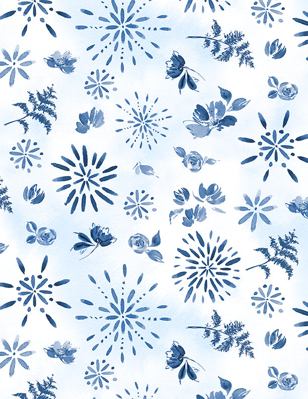 Dreaming in Blue Quilt Fabric. Large All Over White. 3060 36272 144
