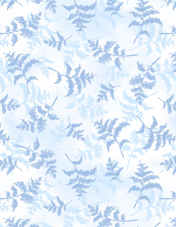 Dreaming in Blue Quilt Fabric - Fern Toss White. 3060 36273 144