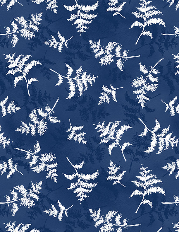 Dreaming in Blue Quilt Fabric - Fern Toss Dark Blue. 3060 36273 441