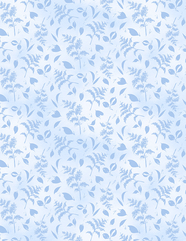 Dreaming in Blue Quilt Fabric. Leaves All Over White. 3060 36276 104