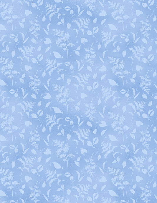 Dreaming in Blue Quilt Fabric. Leaves All Over Medium blue. 3060 36276 404