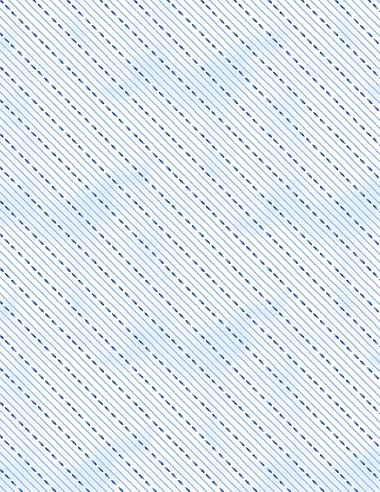 Dreaming in Blue Quilt Fabric. Dashed Stripes White.   3060 36278 144