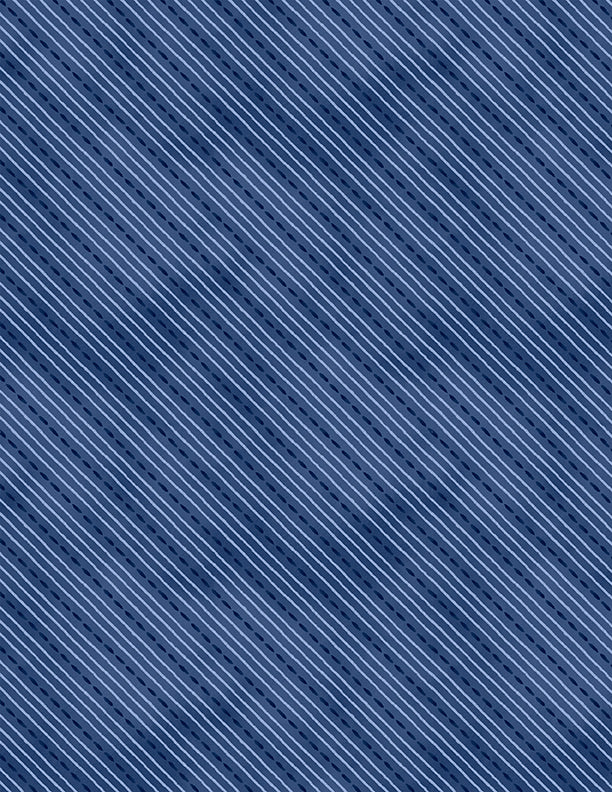 Dreaming in Blue Quilt Fabric. Dashed Stripes Dark Blue.   3060 36278 414