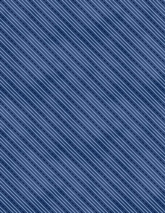 Dreaming in Blue Quilt Fabric. Dashed Stripes Dark Blue.   3060 36278 414