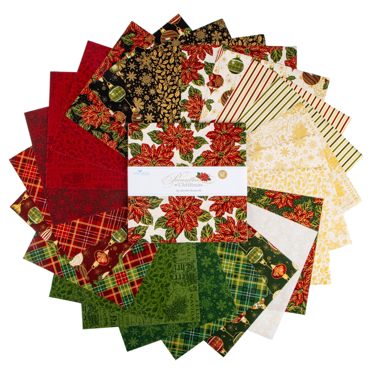 Poinsettias at Christmas Quilt Fabric 10" Stacker 10-17630-42