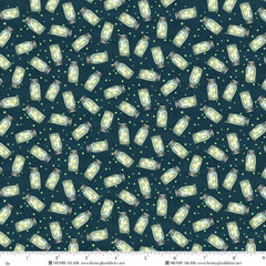 Happy Campers Lime/Dark Teal Quilt Fabric by Sharon Kuplack for Henry Glass