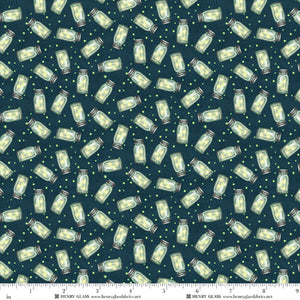 Happy Campers Lime/Dark Teal Quilt Fabric by Sharon Kuplack for Henry Glass