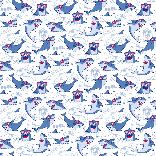 Fin-tastic Shark Quilt Kit – Beginner Friendly 64” x 75” Quilt with Personalized Satin Label | Shark Attack Fabric by Northcott