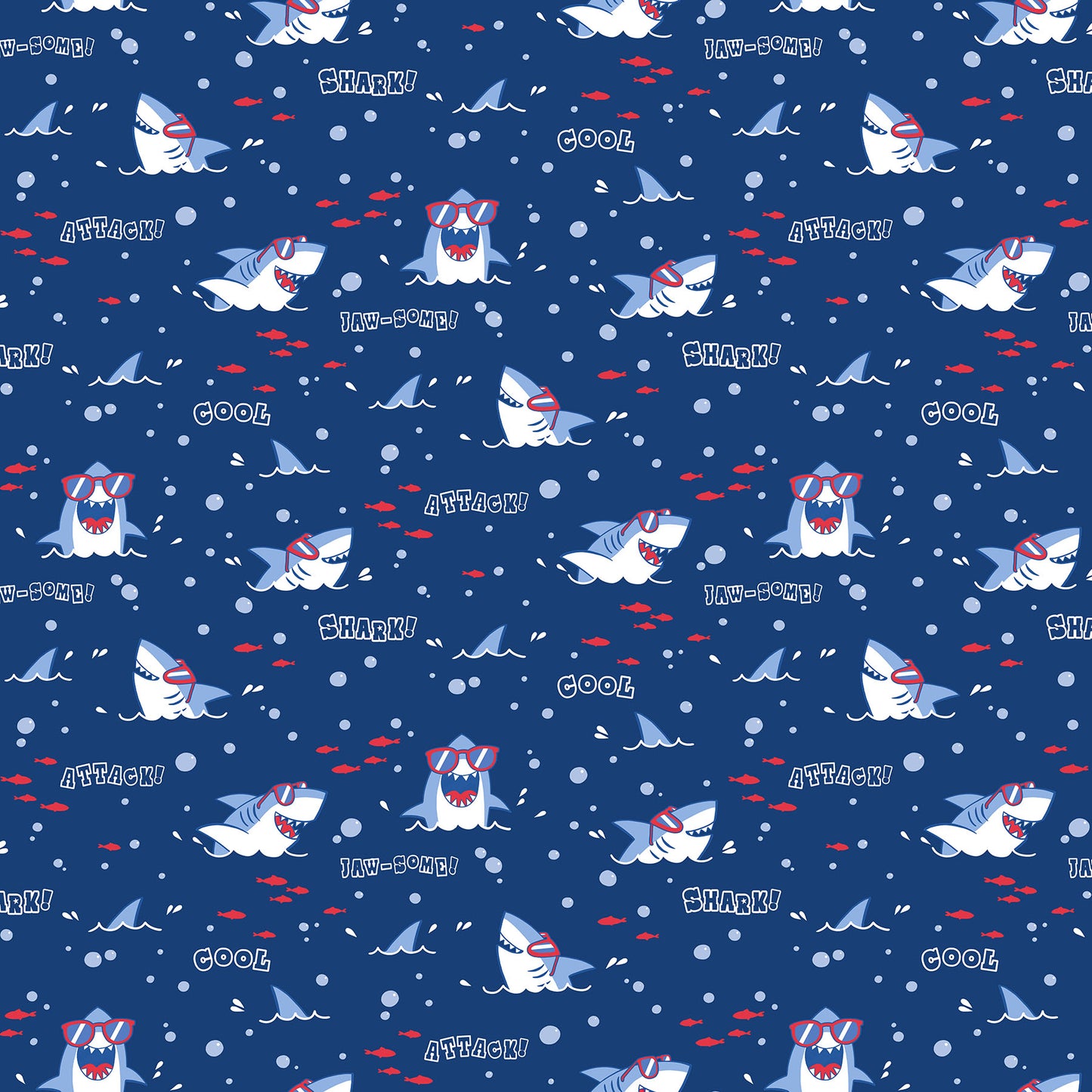 Fin-tastic Shark Quilt Kit – Beginner Friendly 64” x 75” Quilt with Personalized Satin Label | Shark Attack Fabric by Northcott