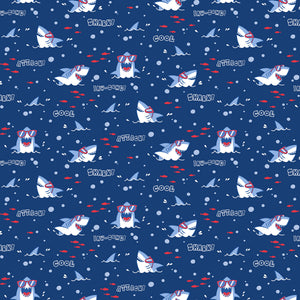 Fin-tastic Shark Quilt Kit – Beginner Friendly 64” x 75” Quilt with Personalized Satin Label | Shark Attack Fabric by Northcott