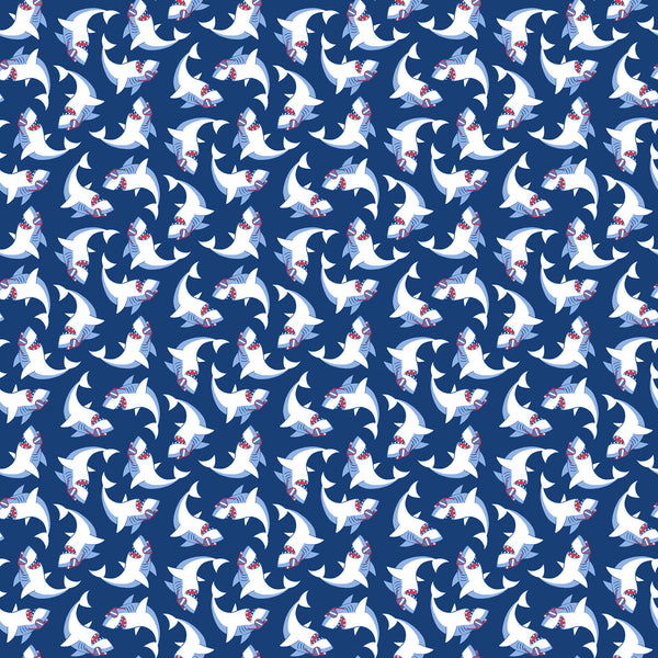 Shark Attack Children's Quilt Fabric 28858-48 Shark Surf by Northcott