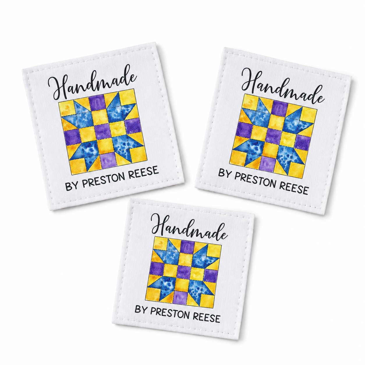Personalized Quilt Block Quilt Label – Custom Maker Name Cotton or Polyester Quilt Tag