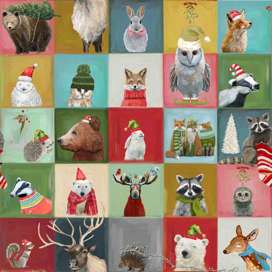 Holly Woods Christmas Quilt Fabric Hollyood Square 9237-107 Tertiary