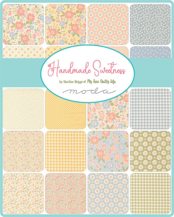 Handmade Sweetness fabric collection by Heather Briggs of My Sew Quilty Life for Moda Fabrics featuring pastel floral quilting cotton