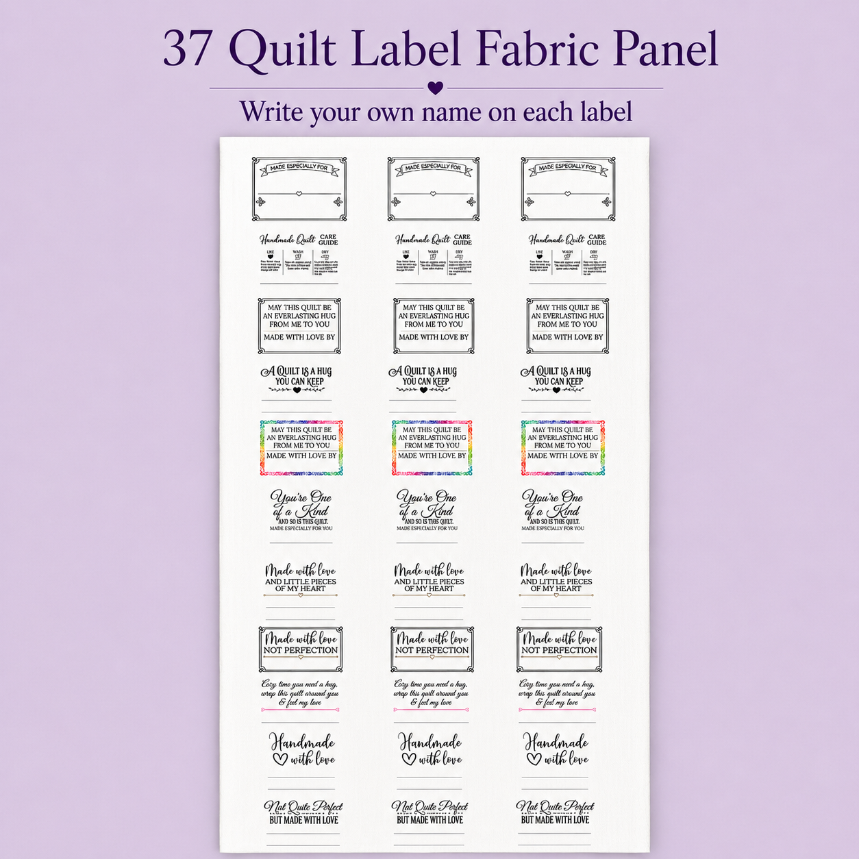 personalize your own quilt labels