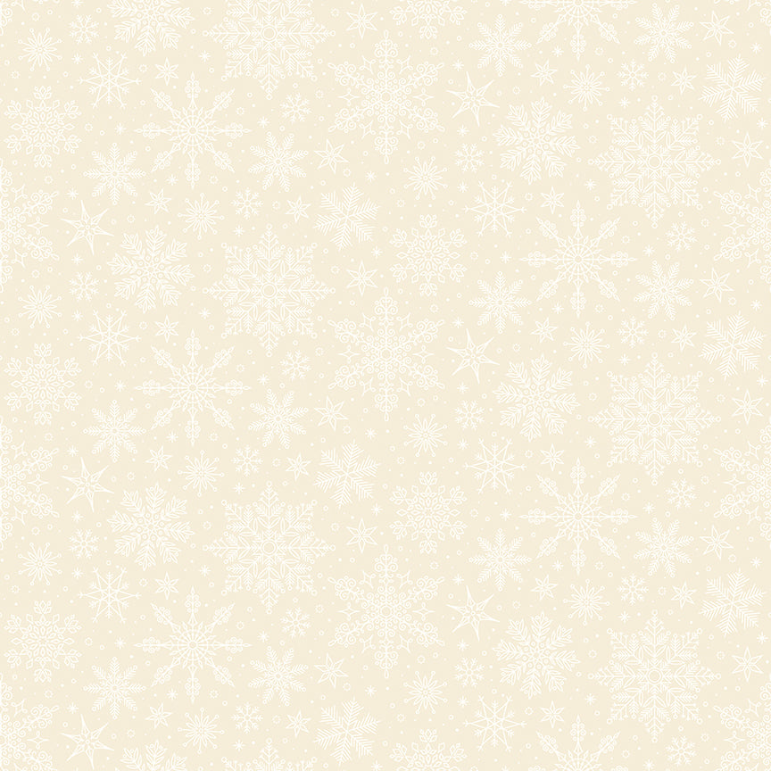 Poinsettias at Christmas Quilt Fabric Snowflakes White C17635-WHITE