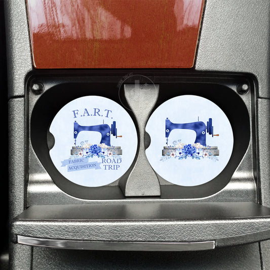 F.A.R.T. – Fabric Acquisition Road Trip Car Coasters (Set of 2)