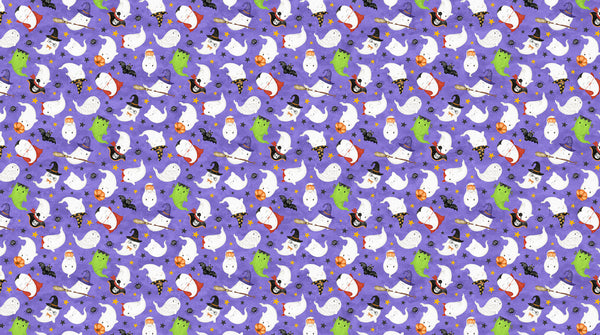 Cats & Bats Halloween Quilt Kit – 54” x 64.5” Quilt with Personalized Ghost Satin Label | Ghost Town Fabric by Northcott