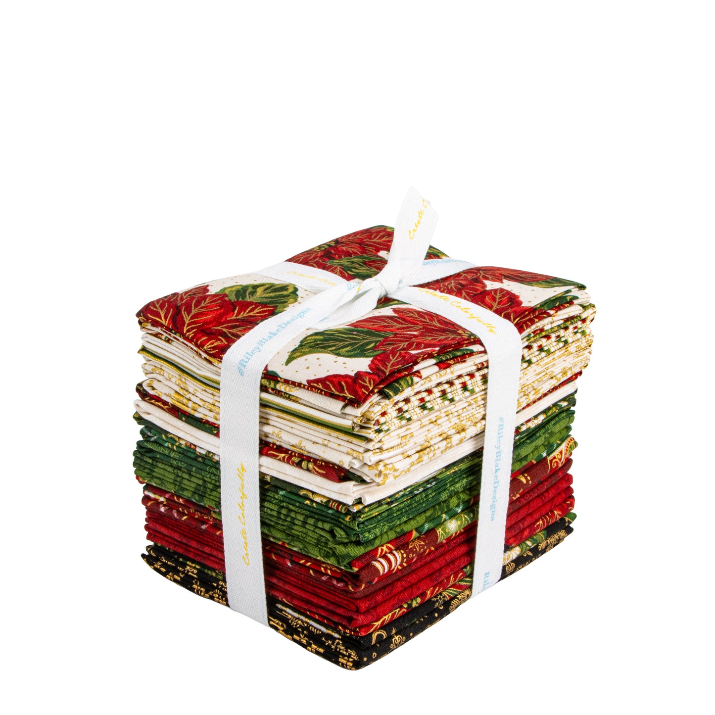 Poinsettias at Christmas Quilt Fabric Fat Quarter Bundle FQ-17630-24