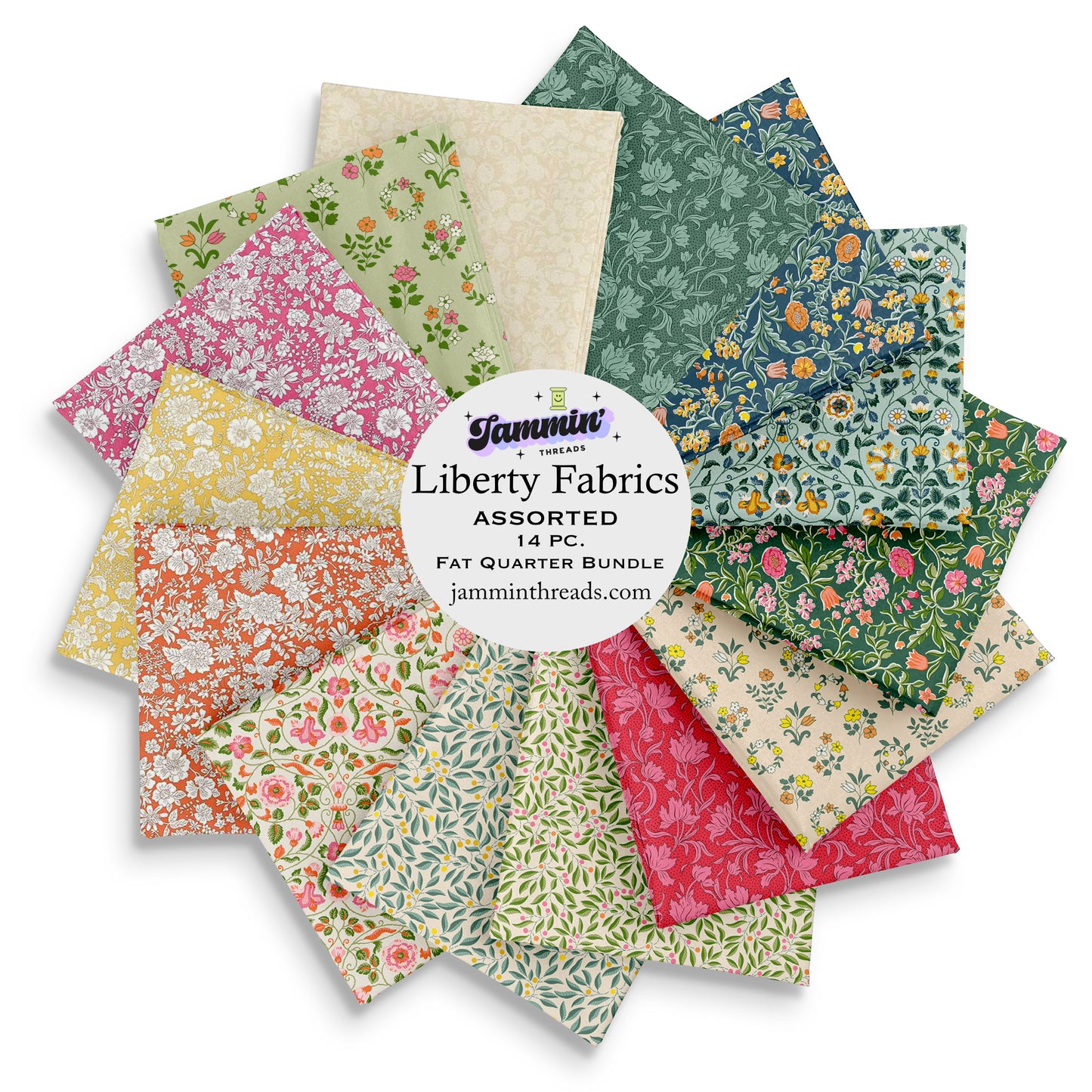 Liberty Fabrics & Riley Blake – 14 Pc Assorted Fat Quarter Bundle • Curated by Jammin’ Threads