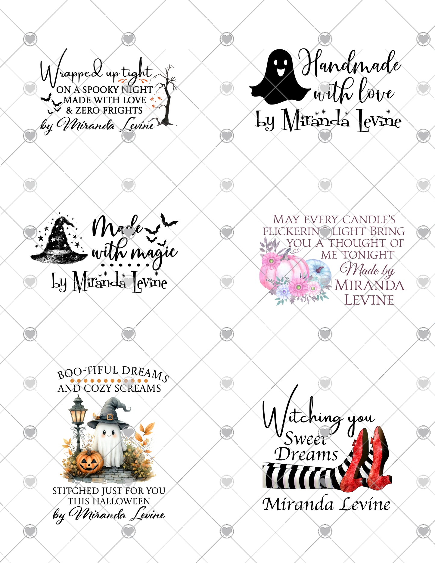 Halloween Quilt Label Assortment – Personalized Sheet of 6