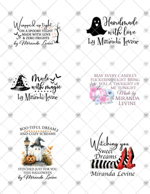 Halloween Quilt Label Assortment – Personalized Sheet of 6
